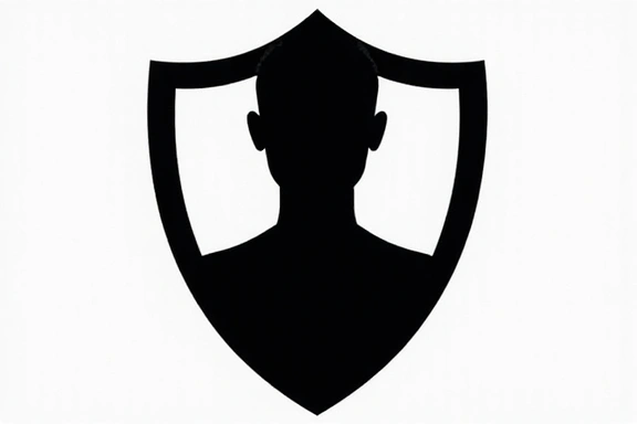 Személy silhouette, körülötte pajzs, adatvédelem szimbólum.